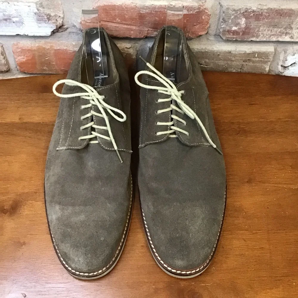 ASTON GREY Men's DIEN Gray Suede Derby Oxfords with Rubber Sole 13